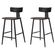 2 Kit 2 Banquetas Baixas Analu Rivatti 89cm -Altura- Assento e Encosto PP Preto Detalhe PU Cinza Base em Aco